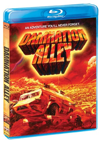 The Blu-ray cover of the Shout! Factory release of the 1977 science fiction film, Damnation Alley.